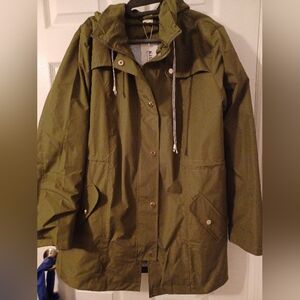 Kikibell Olive Green Rain Jacket with Hood